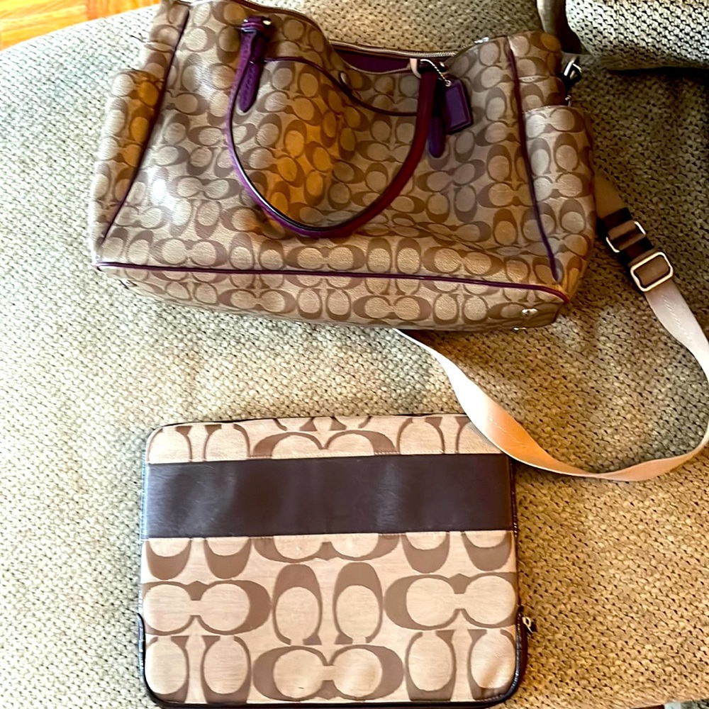 Coach laptop bag or can be used a a diaper/day bag & Coach laptop sleeve